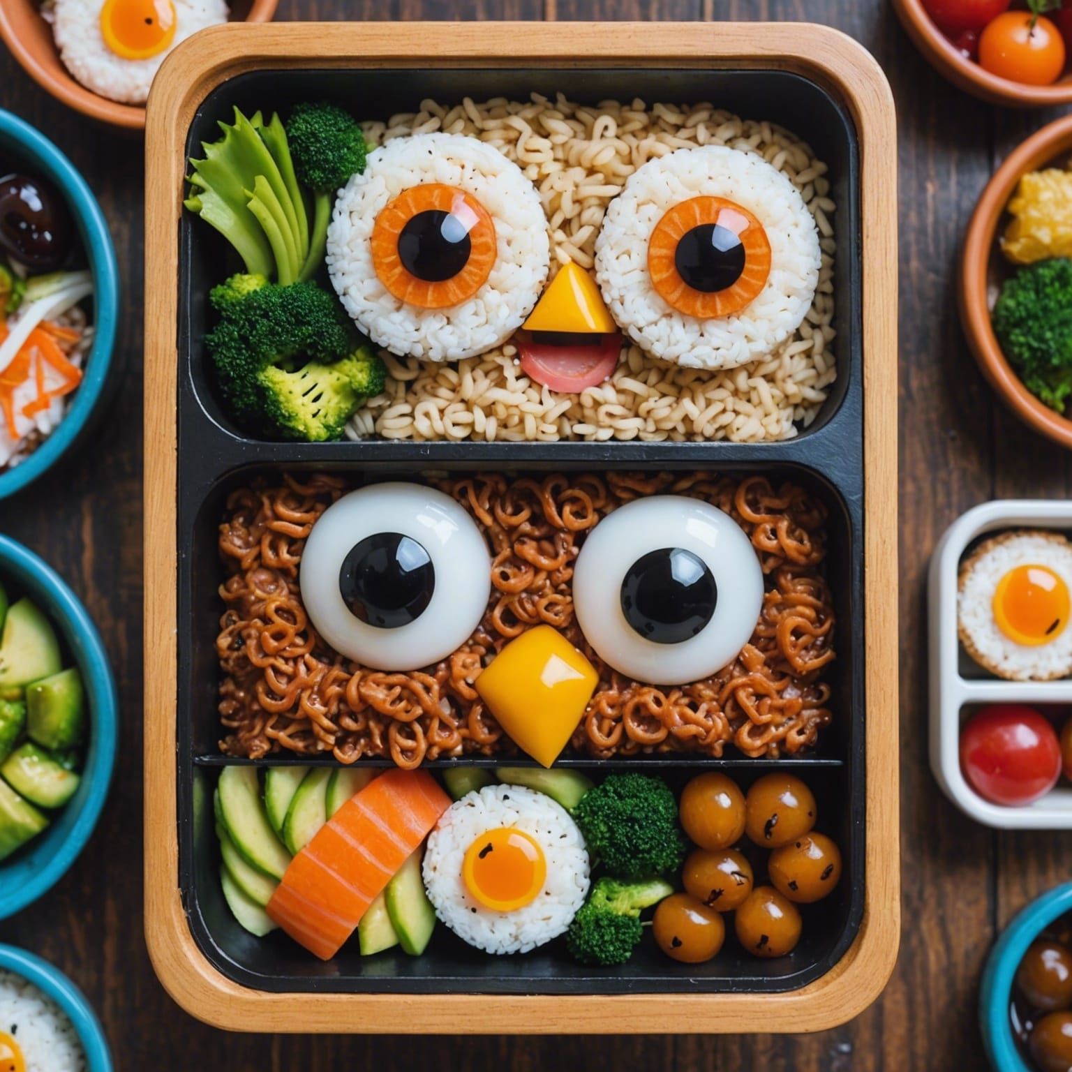 Bento Box with Googly Eyes: Oil Painting