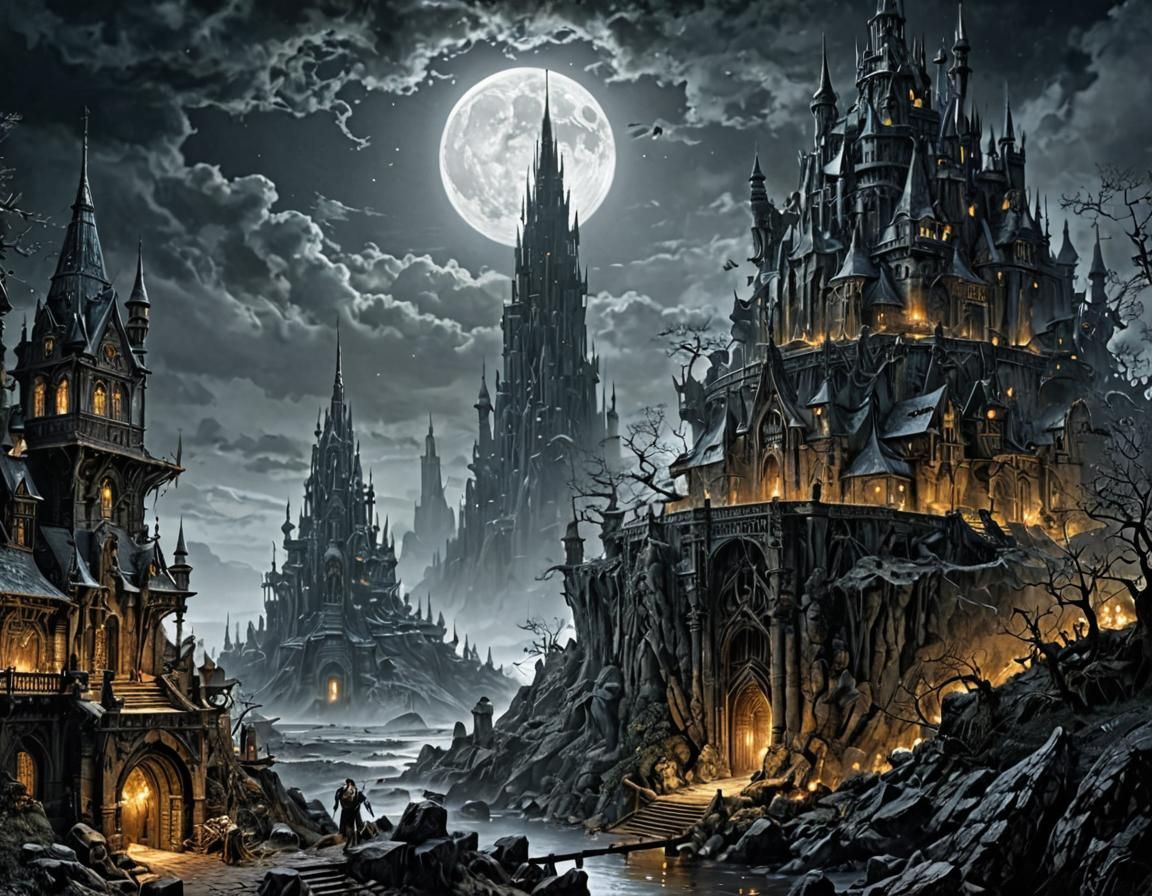 Occult Landmark in Hyperrealistic Dark Fantasy Style