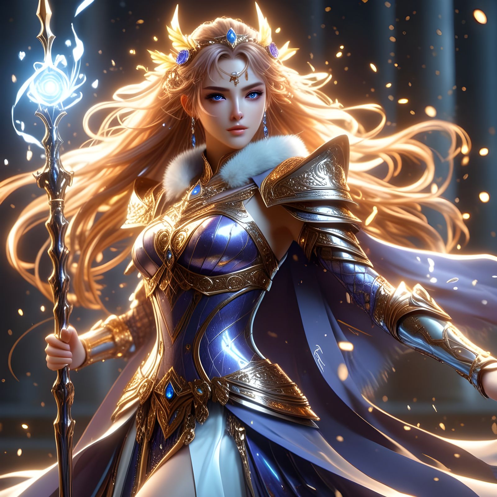 Ethereal Goddess in Dark Fantasy Anime Style