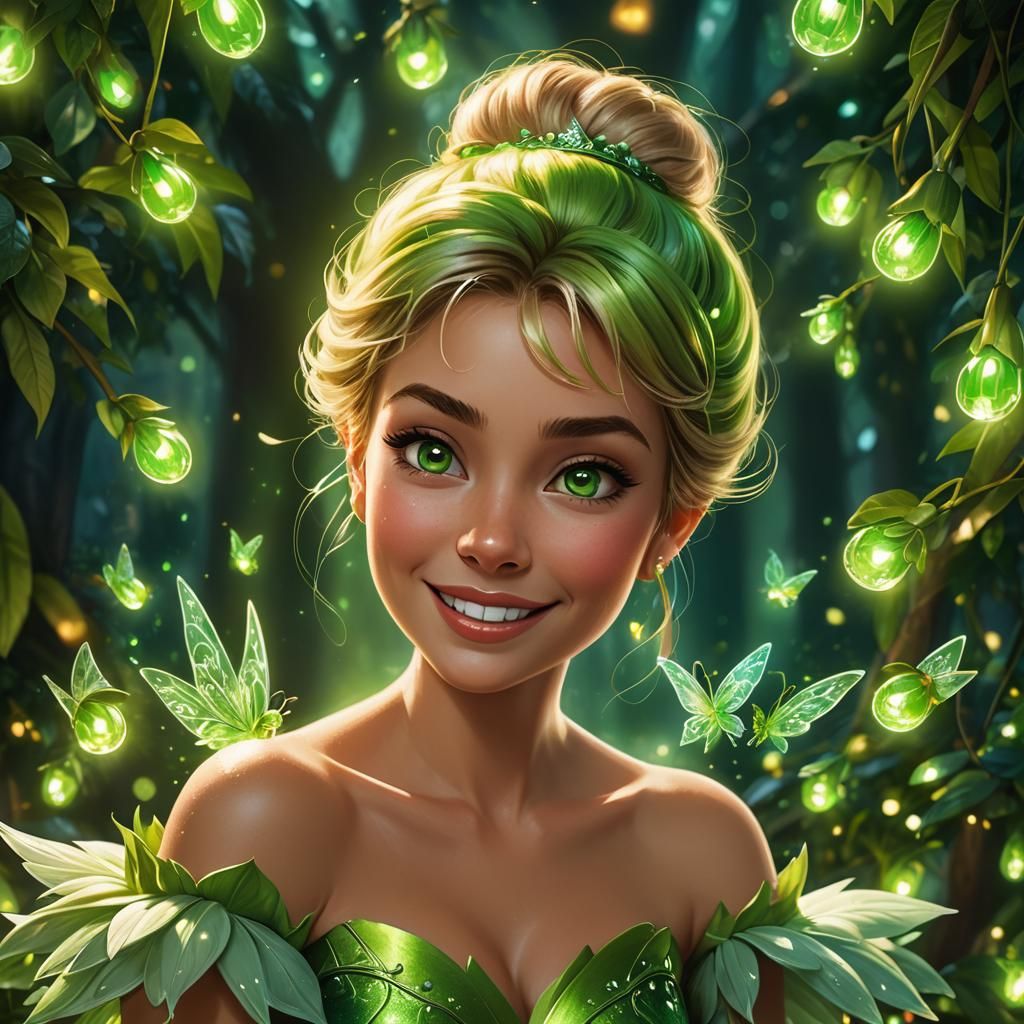 Detailed Portrait of Tinkerbell in High Fantasy Style