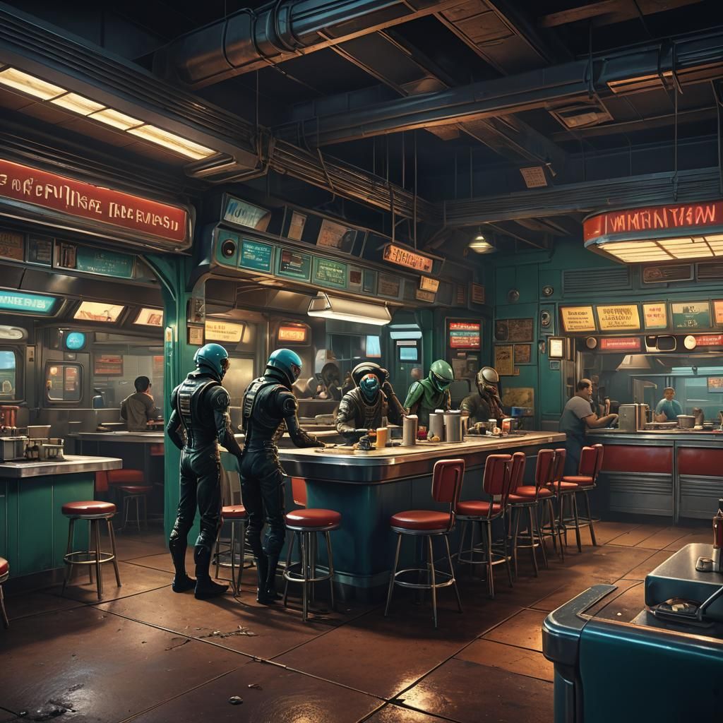 Aliens Visit Nighthawks Diner: Detailed Concept Art