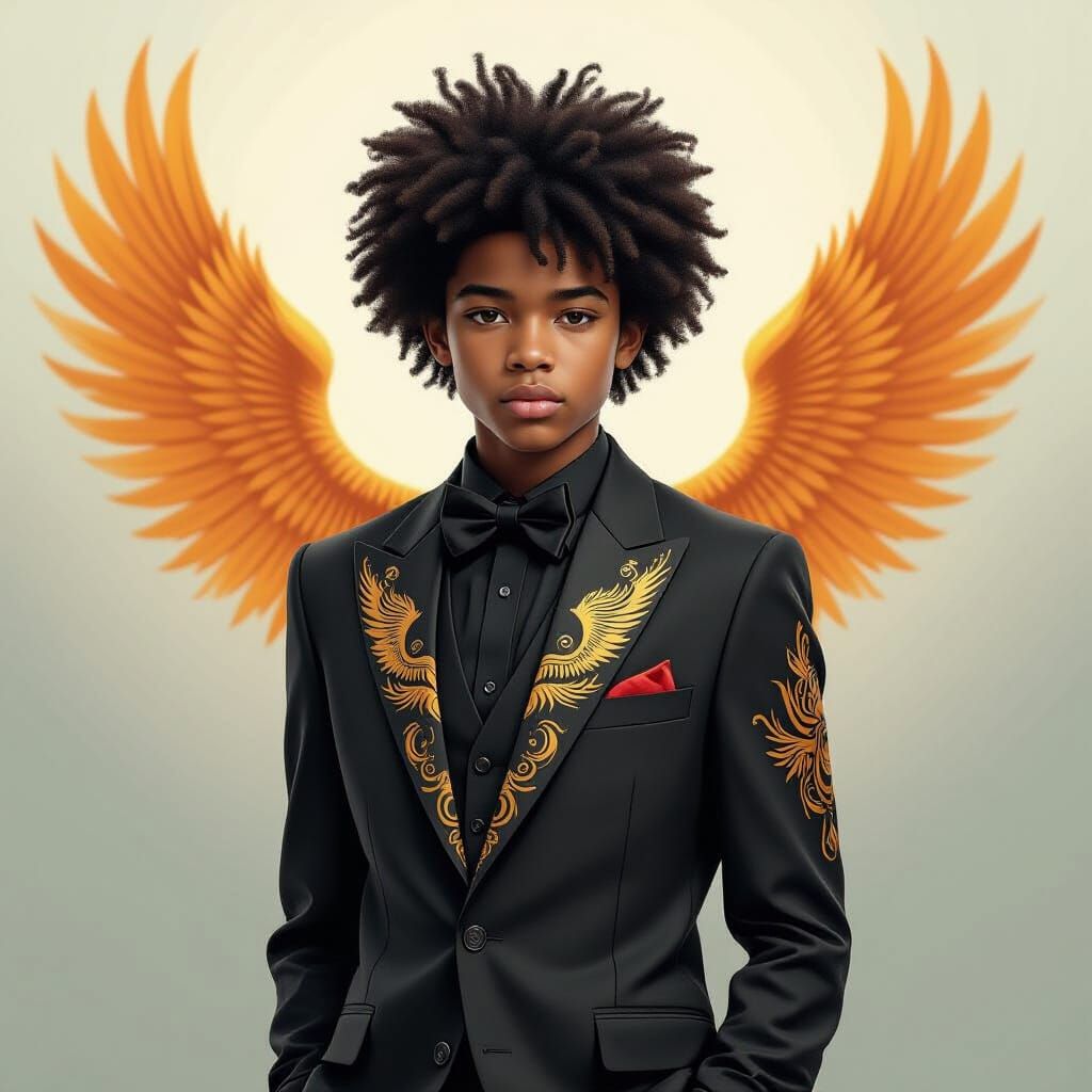 Teen in Phoenix Suit: Digital Art Portrait