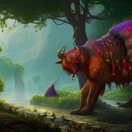 Fantastical Animals in Detailed Matte Painting