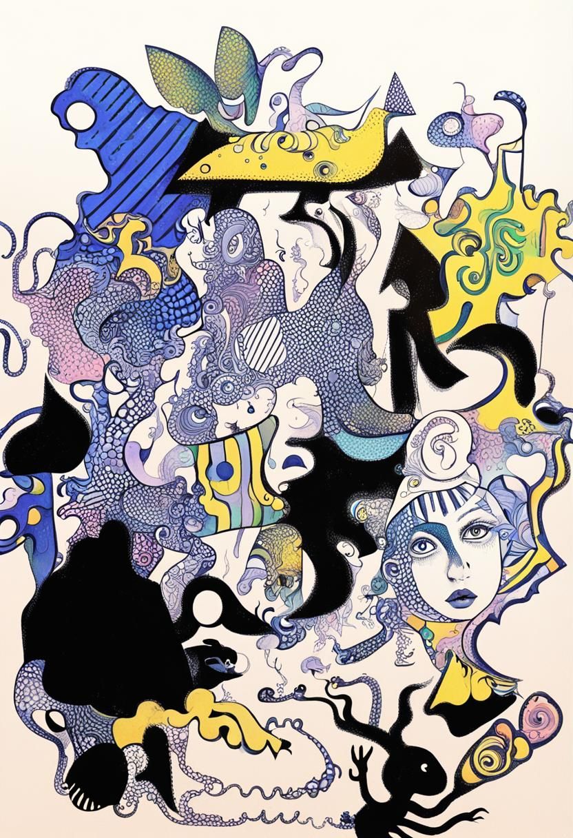 Psychedelic Surrealism: Blended Figures in Abstract Chaos