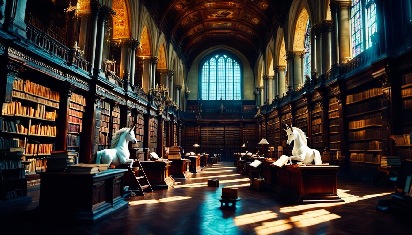 Unicorns Reading in an Ancient Library, Masterpiece