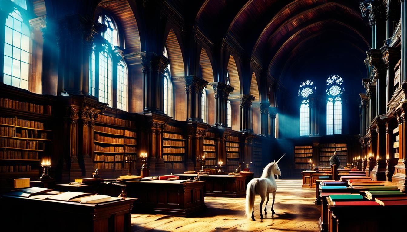 Unicorns Reading in an Ancient Library, Masterpiece