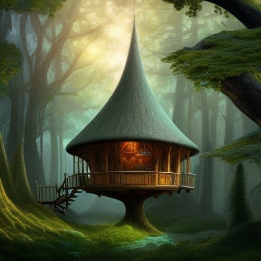 Orb Treehouse: Cozy Fantasy Concept Art