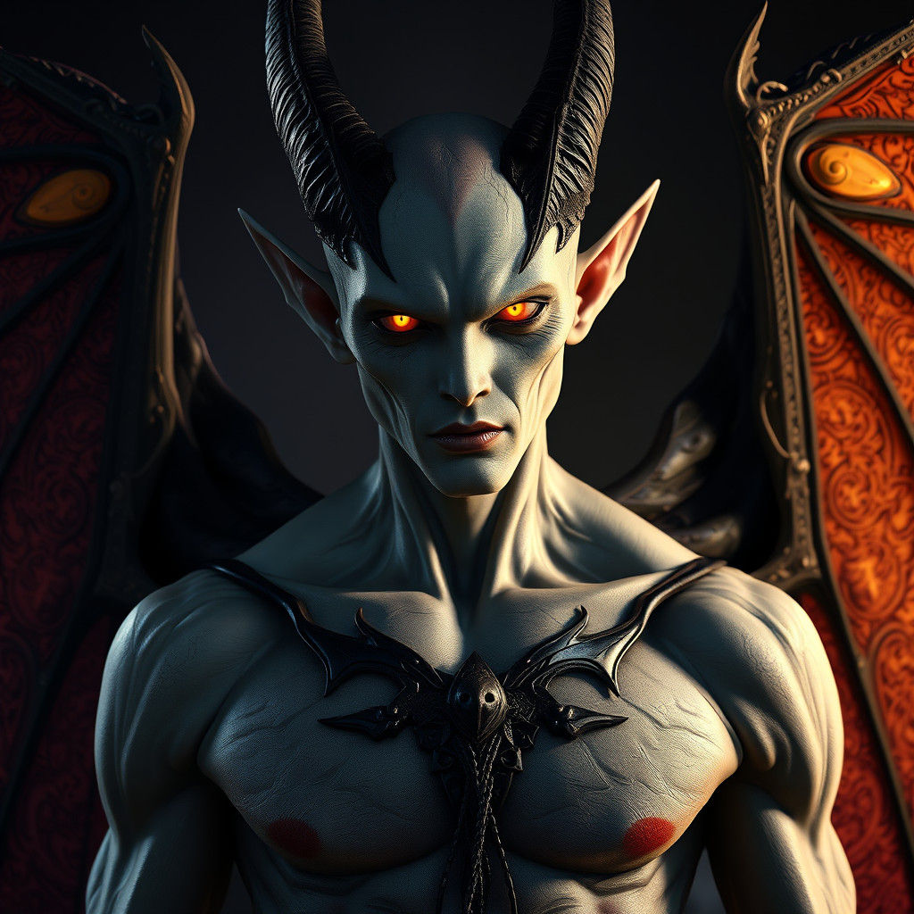 Dark Fantasy Half-Fiend Commands Shadows with Charisma