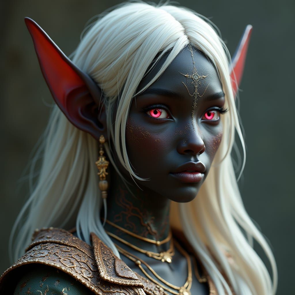 Detailed Elf Portrait in Fantasy Realism Style