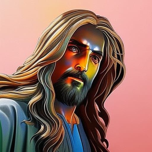 Hyperrealistic Portrait of Jesus as Splash Art