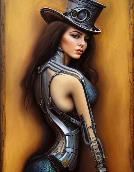 Steampunk Woman Portrait in Detailed Biomechanical Style