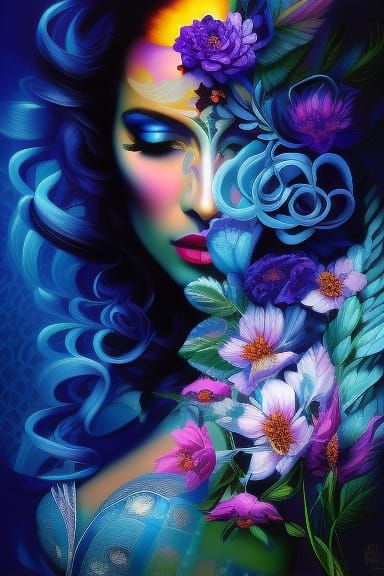 Floral Skull Face: Intricate Fantasy Portrait