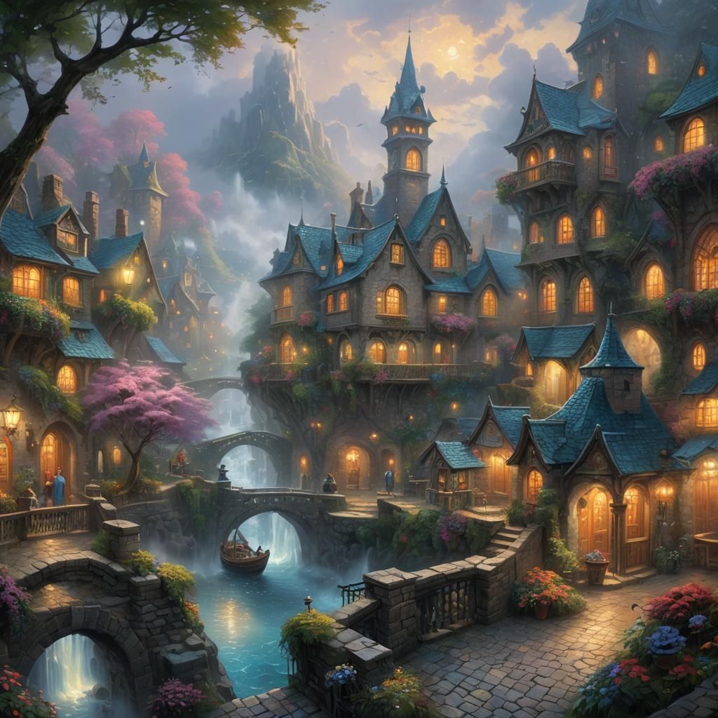 Ethereal Mist Fantasy in Kinkade Style