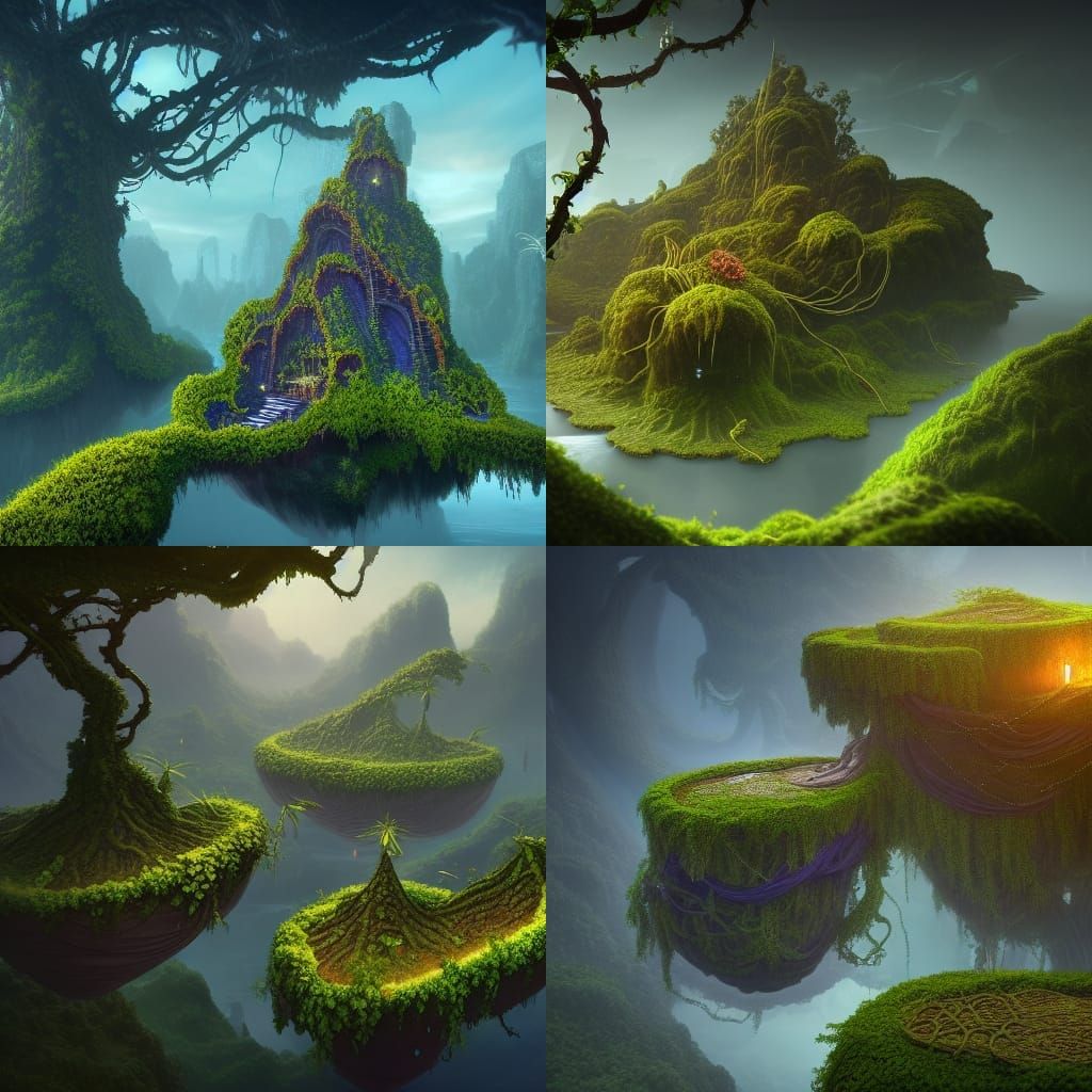 Fantasy Floating Islands in Detailed Digital Matte Painting