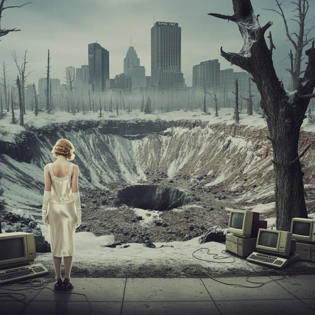 Eerie Tranquility: 1920s Actress in Winter Wonderland