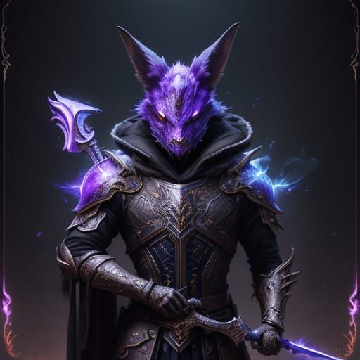 Cyberpunk Fantasy Anargy Elementalist with Glowing Spear