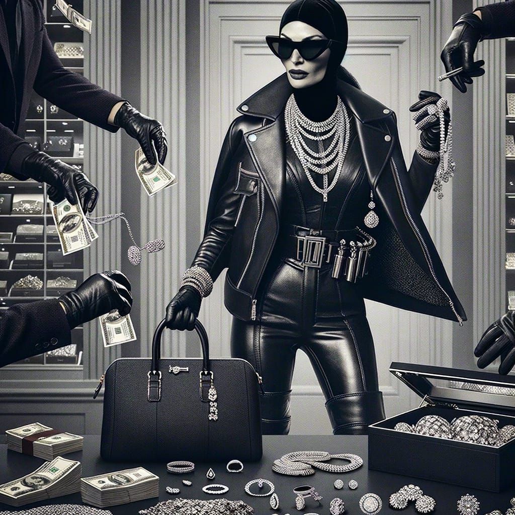 Glamorous Heist in Black Leather
