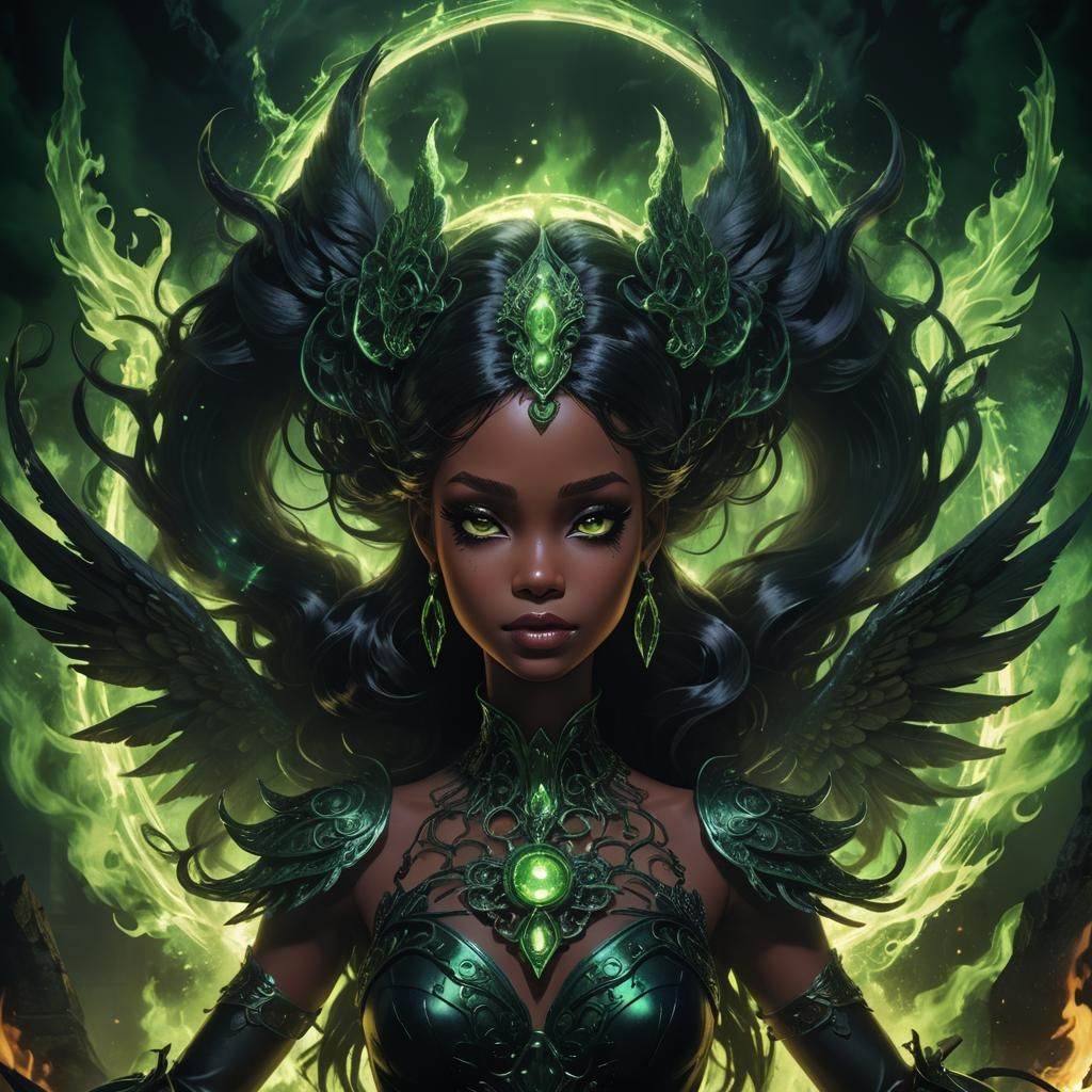 Demonic Black Barbie in Dark Fantasy Anime Style