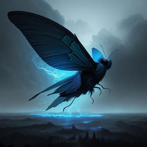 Moth-like Creature Concept Art in High-Contrast Style