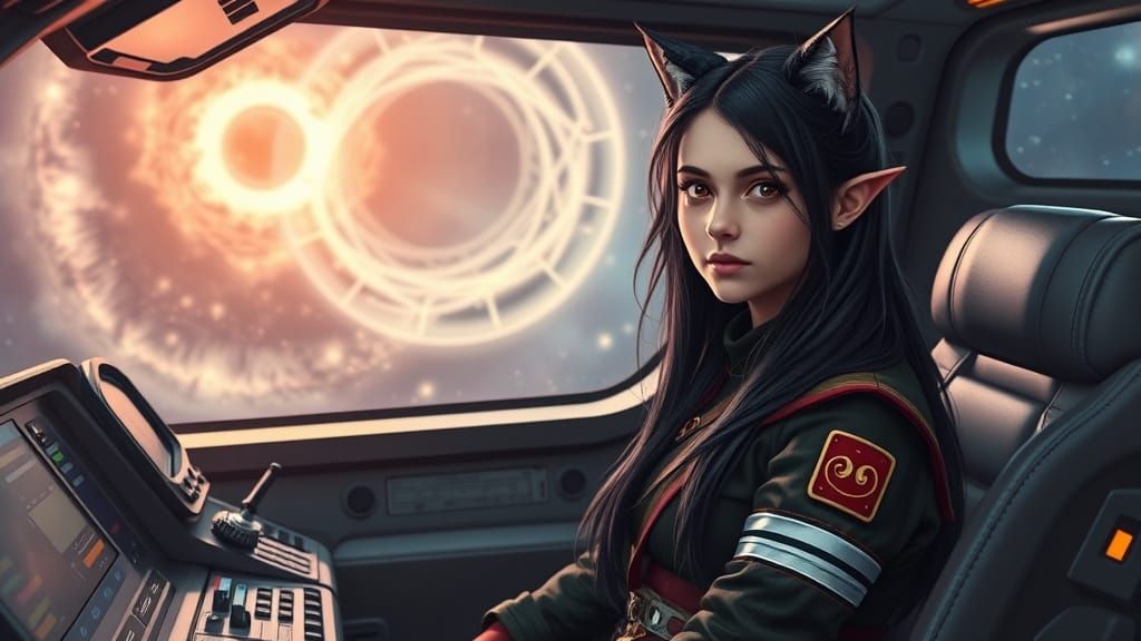 Galactic Smuggler's Starship Pilot in Futuristic Uniform