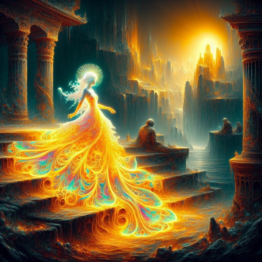 Ethereal Demon Woman in Purgatory Landscape