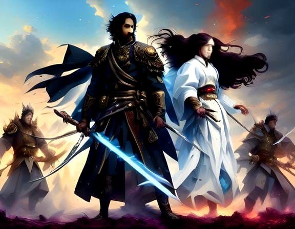 Samurai Leads Army into Battle: Cinematic Film Still