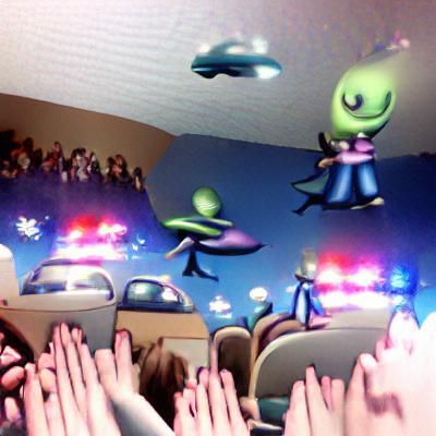 Aliens Abduct Cops to Cheering Crowd