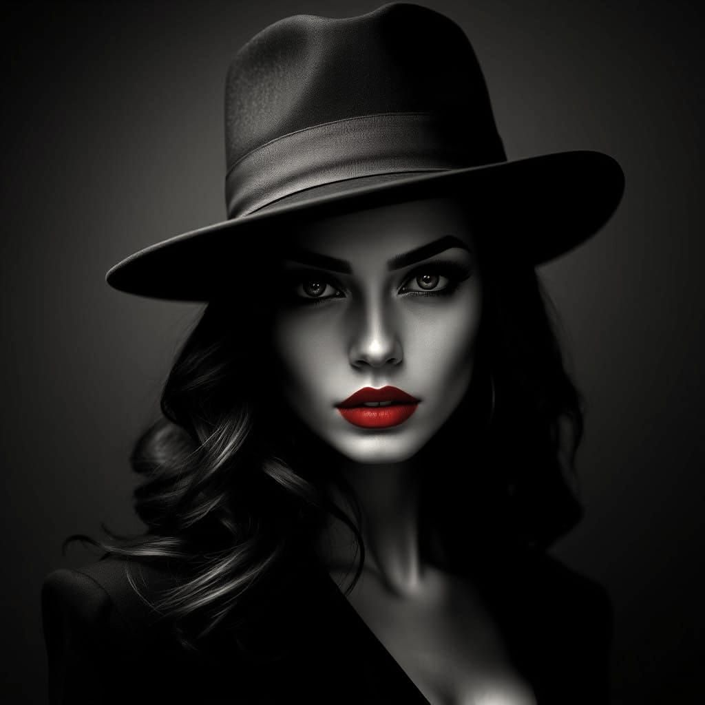 Glamorous Noir Portrait of an Enigmatic Woman