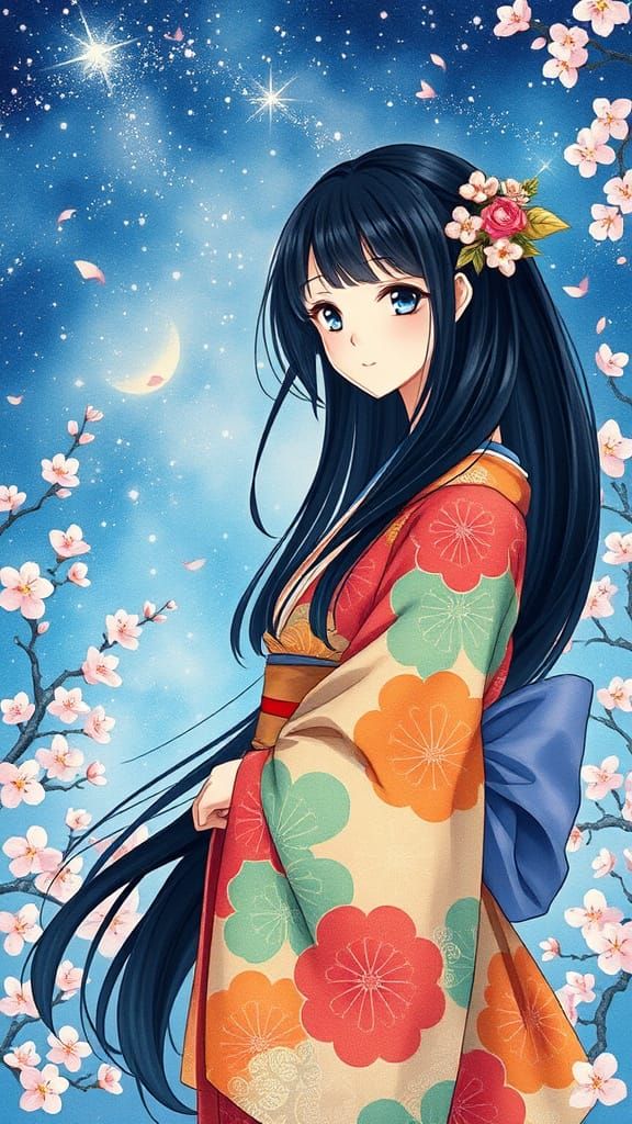 Serene Japanese Goddess Radiates Celestial Love