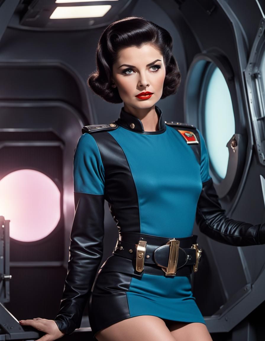 Retro Sci-Fi Starship Crew Pinup