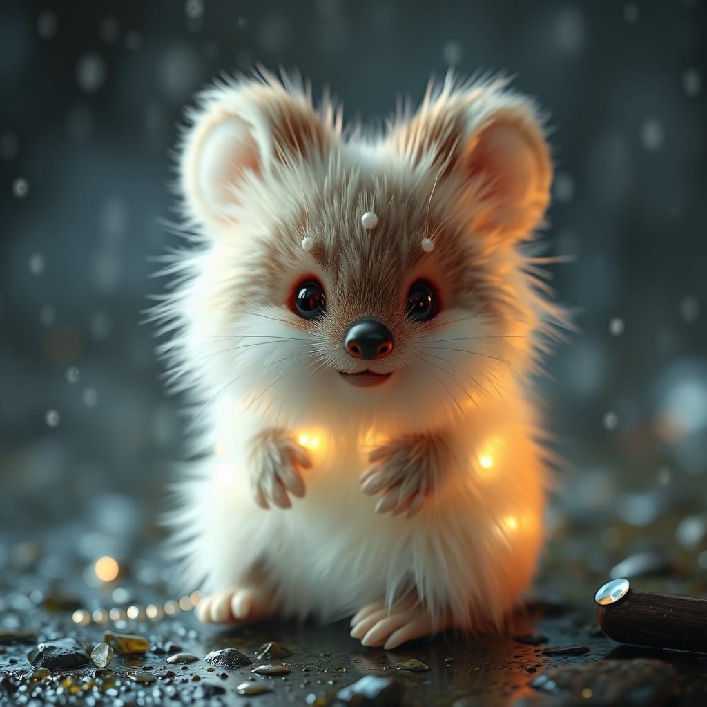 Kawaii Quokka in Summer Rain: 3D Anime Art