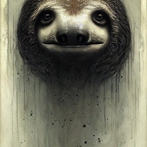 Hyperrealistic Sloth Sin Portrait in Horror Style