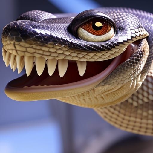 Cute Storybook Snake with Big Eyes in 8K