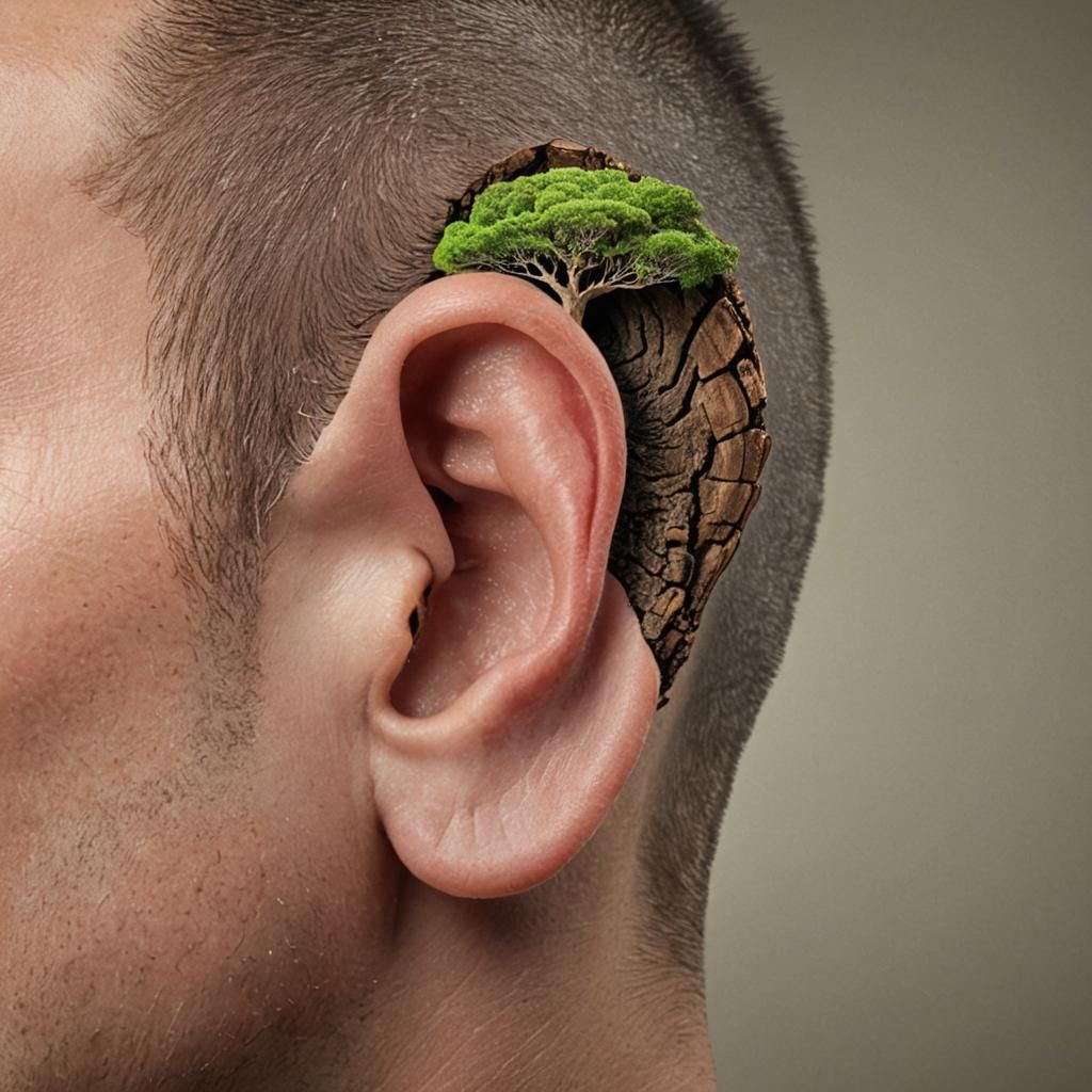 Surreal Tree Growing Inside a Man's Ear