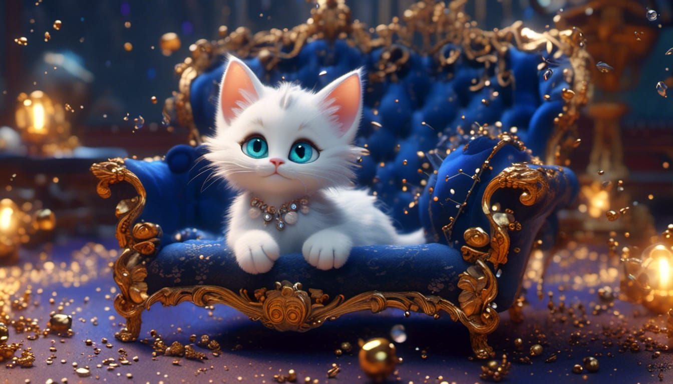 <lora:NC Hyperreal:1.0> white lace kitten navy with diadem j...