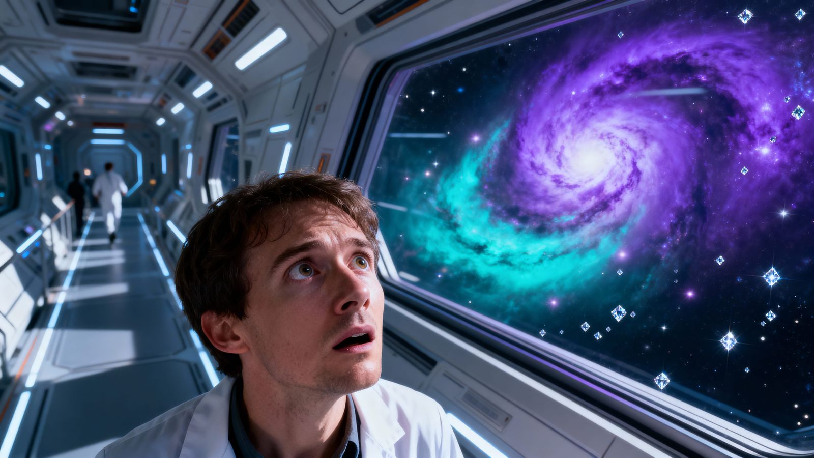 Scientist Awed By Galactic Wonders on Exploration Ship