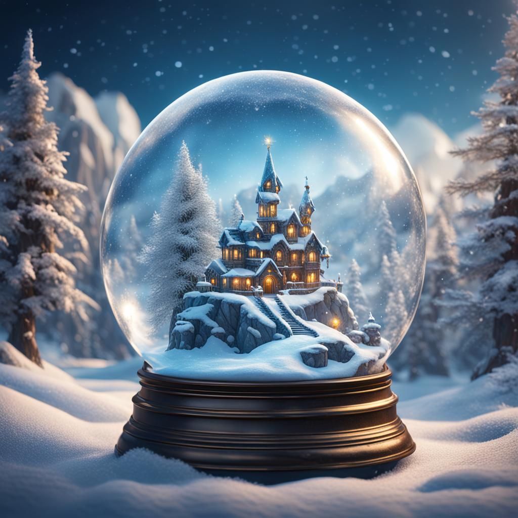 Winter Wonderland Snow Globe in Detailed Matte Painting