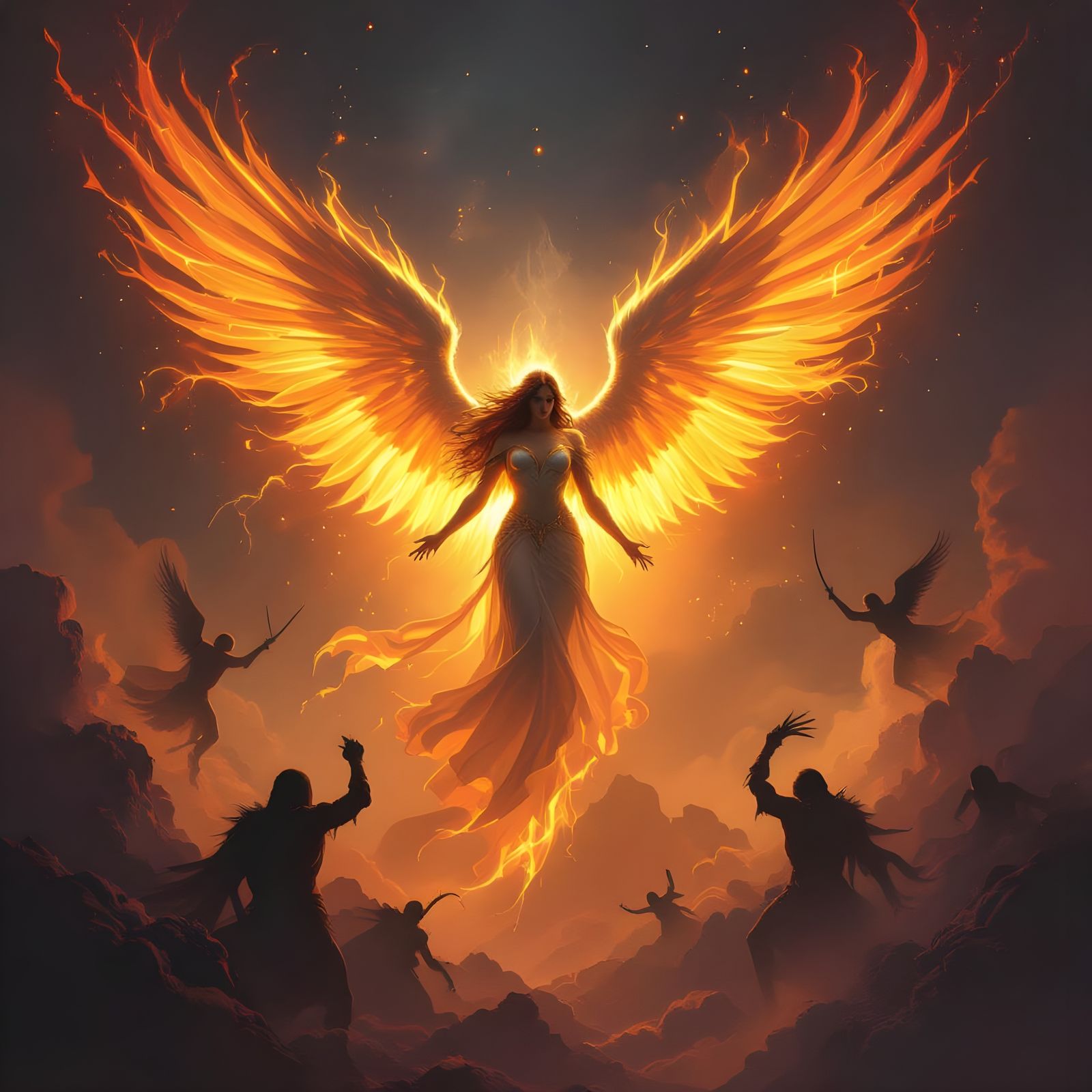 Divine Angels Battle Hellish Demons in Heavenly Confrontatio...