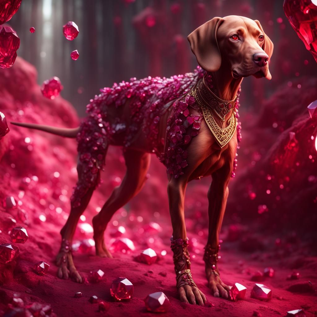 Ruby Vizsla Dog: Detailed Matte Painting
