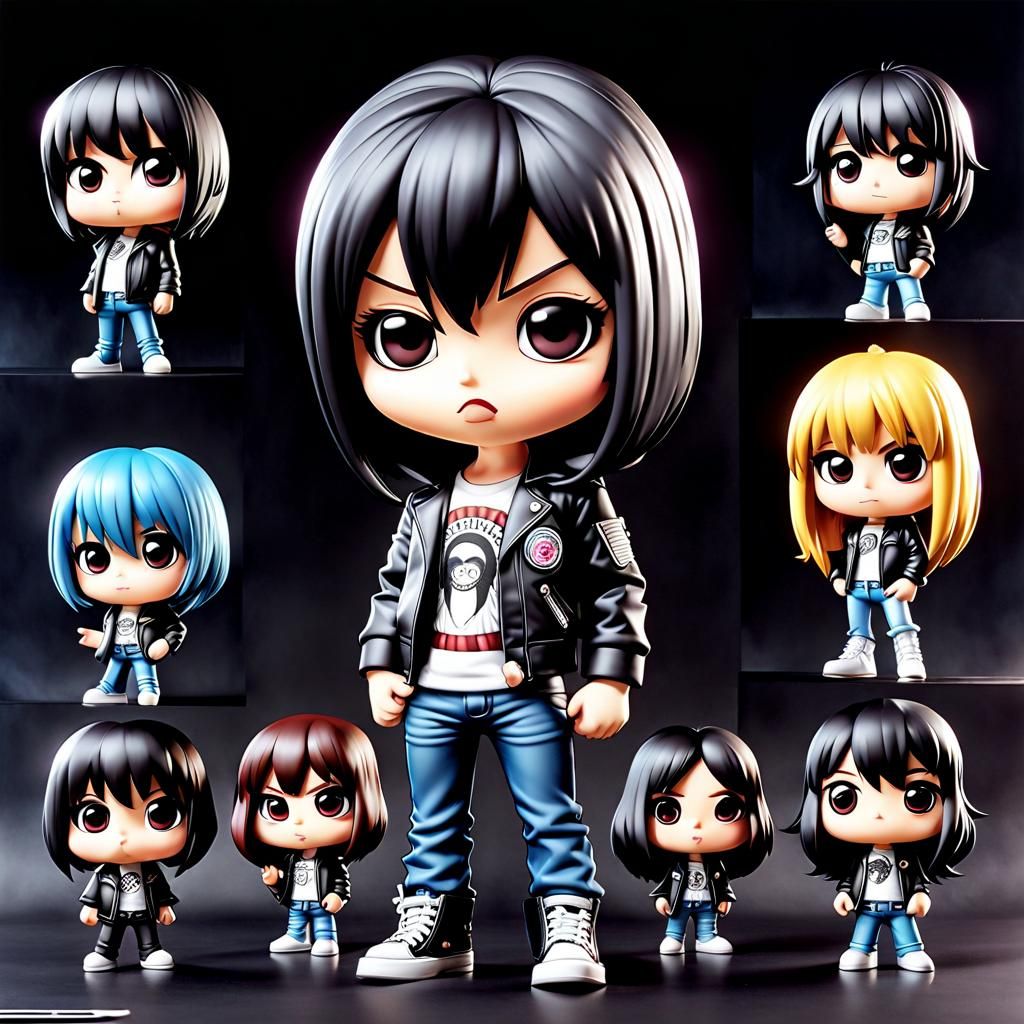 Hyperrealistic Chibi Punk Rock Character in Masterpiece
