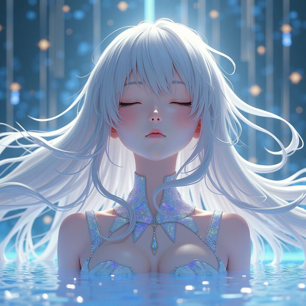 Anime Girl Utopia in Optical Illusion Art Style