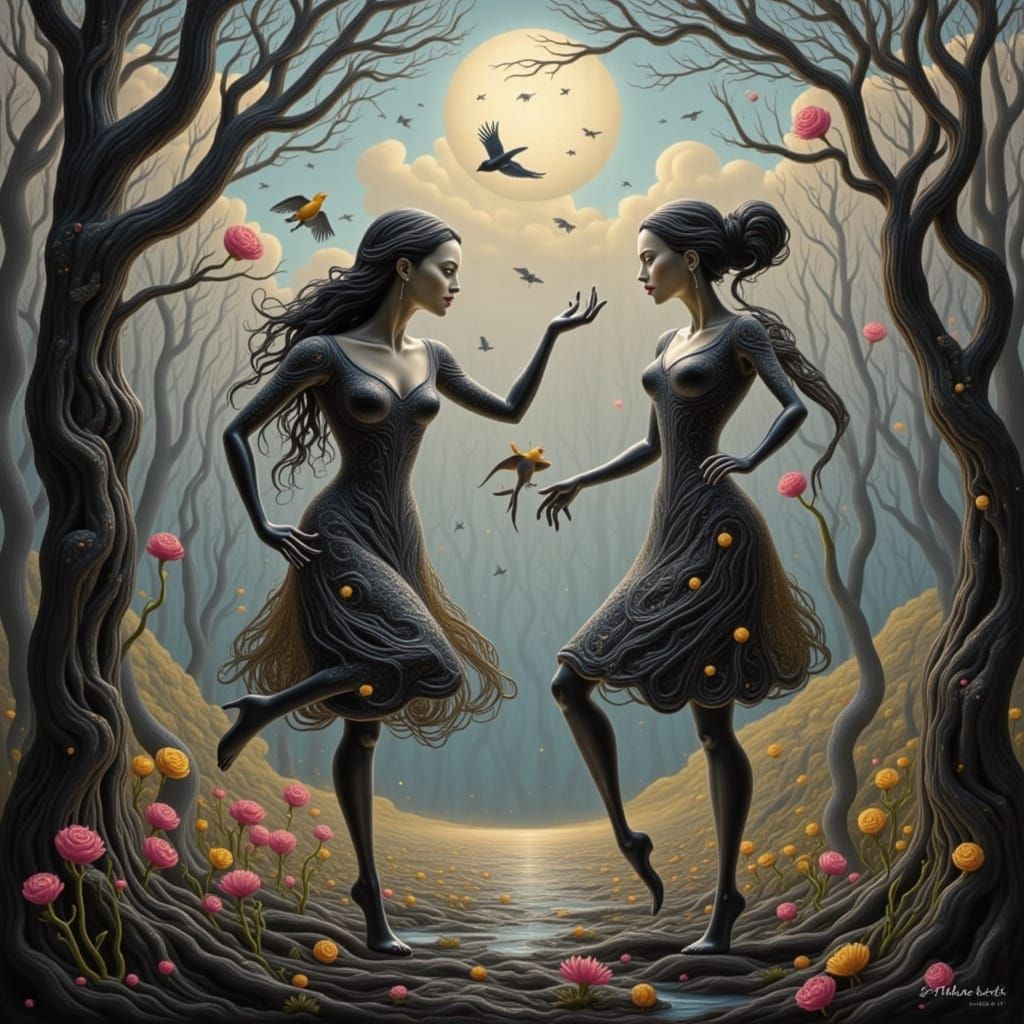 Ballet Dancer in Rain with Flux Glow