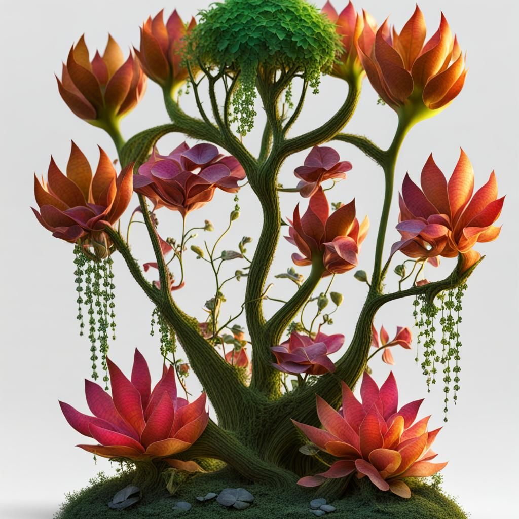 Enchanted Magical Plant with Glowing Leaves