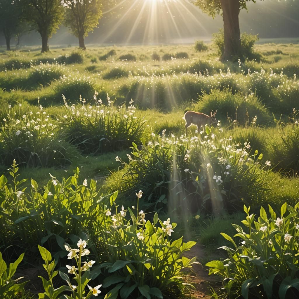 Heavenly Sunshine Beams Through Divine Clouds