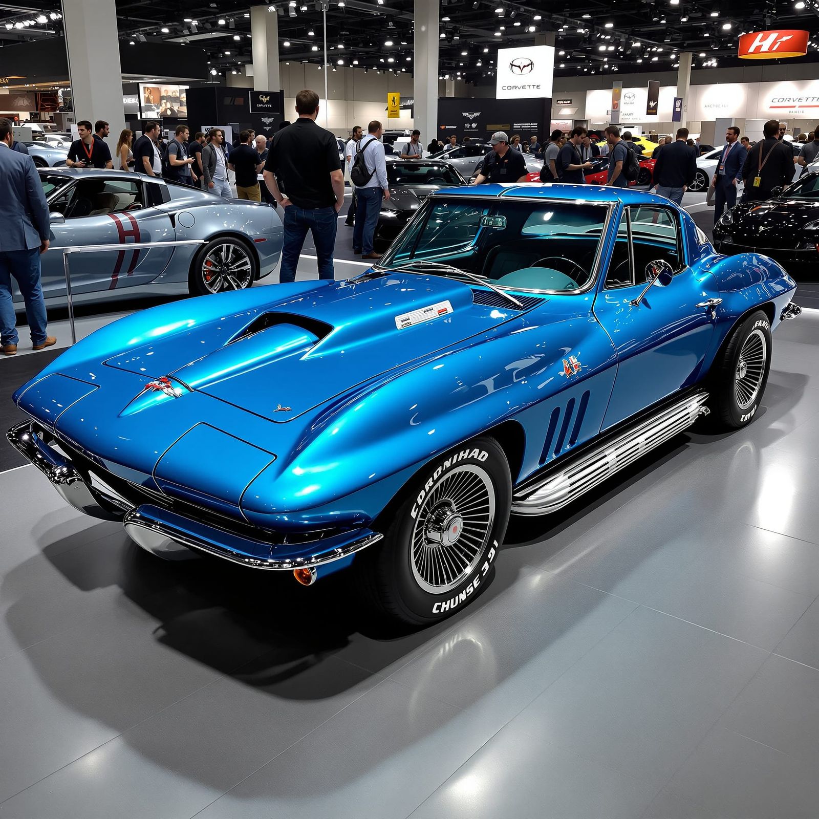 1966 Blue Metallic Corvette at Dealership Event