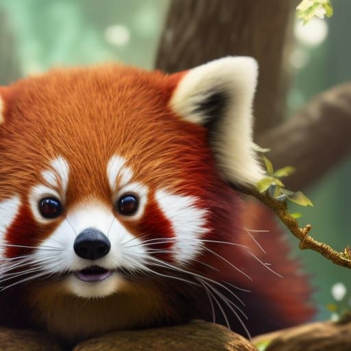 Adorable Red Panda in Studio Ghibli Style