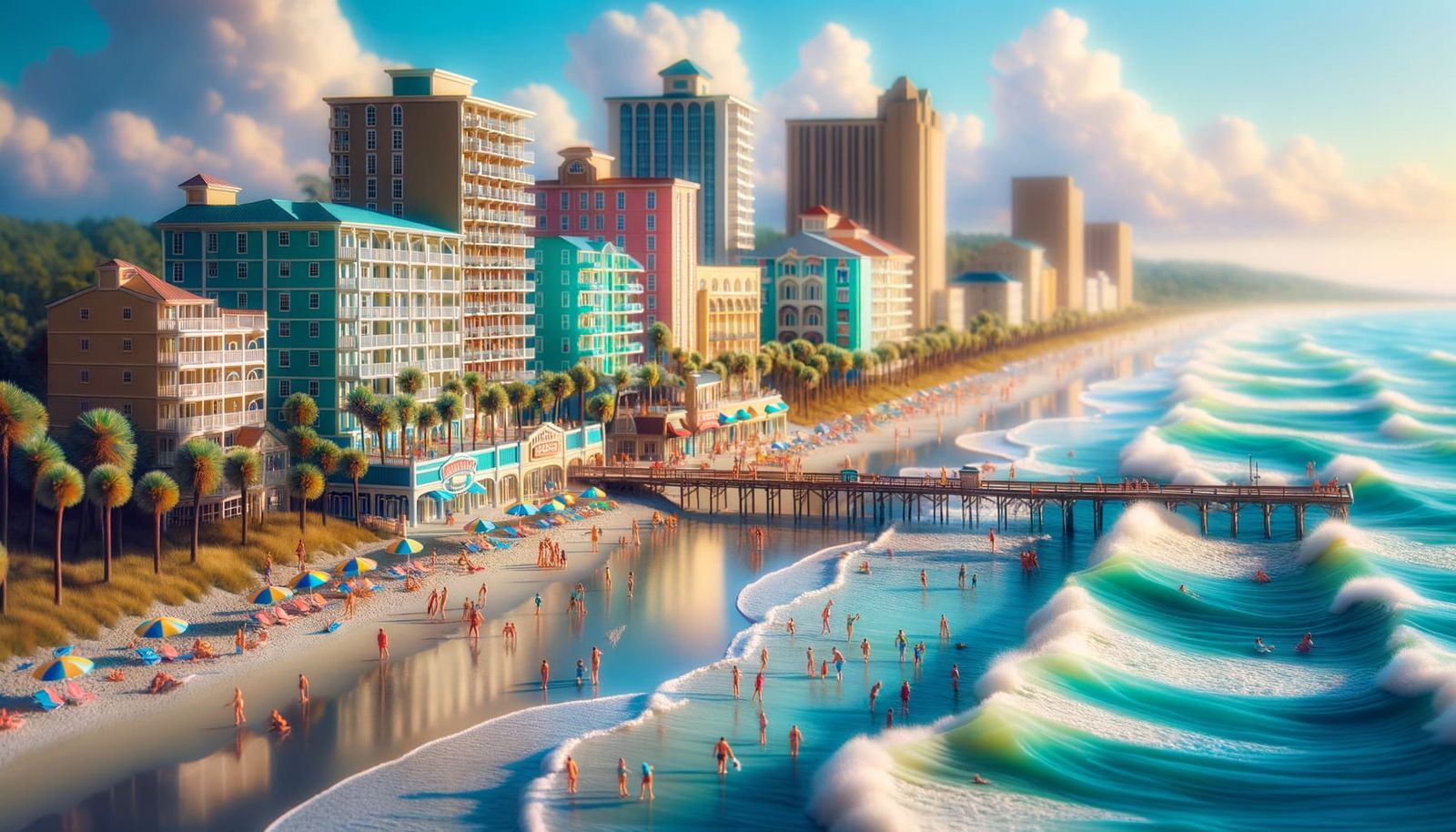 Myrtle Beach Miniature Scene in Pastel Tones