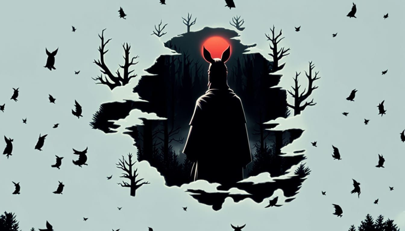 Satan and Pig in Forest, Dark Fantasy Art