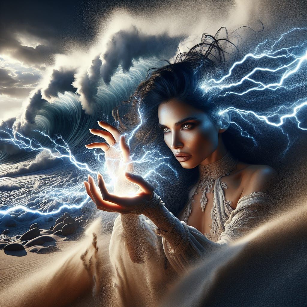 Ethereal Woman Commands Lightning Storm