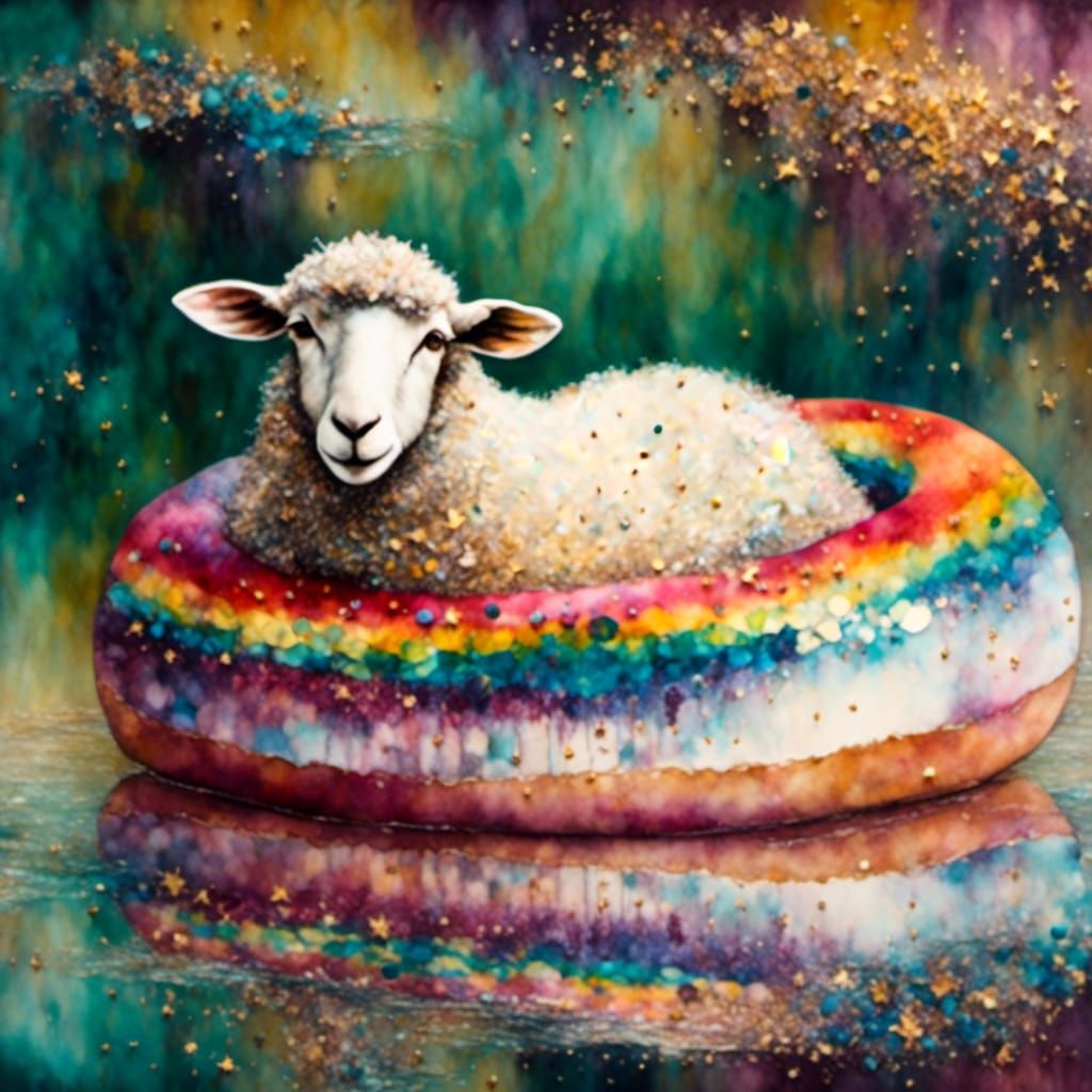 Sheep in Sunglasses: Whimsical Mixed Media Collage